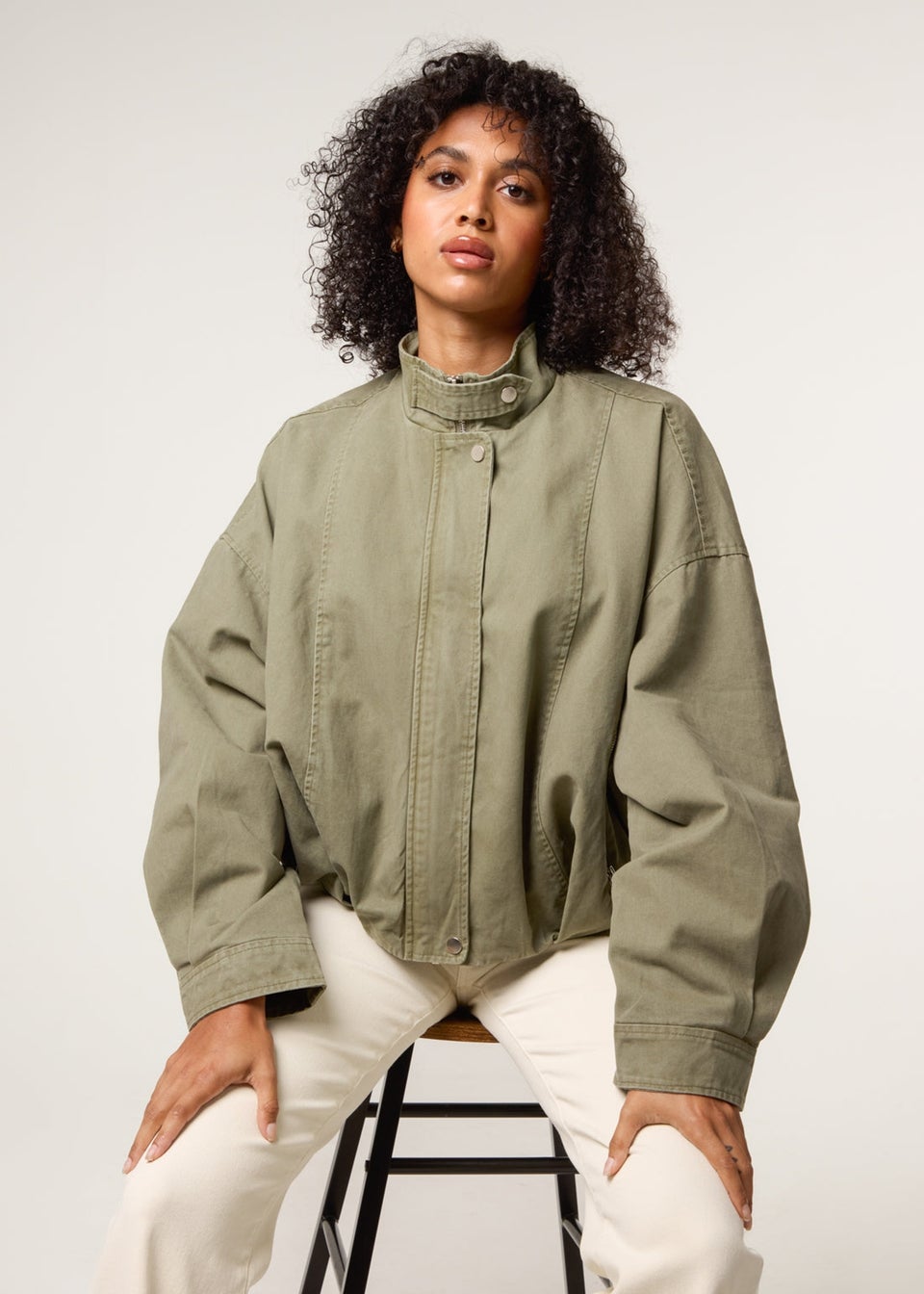 Blue Vanilla Khaki Bomber Jacket