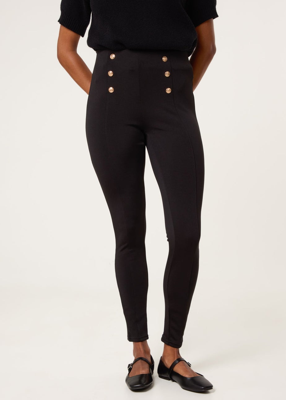 Blue Vanilla Black Button Detail Shaping Pants