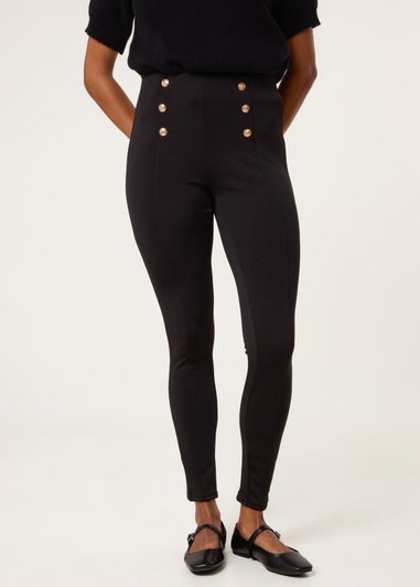 Blue Vanilla Black Button Detail Shaping Pants