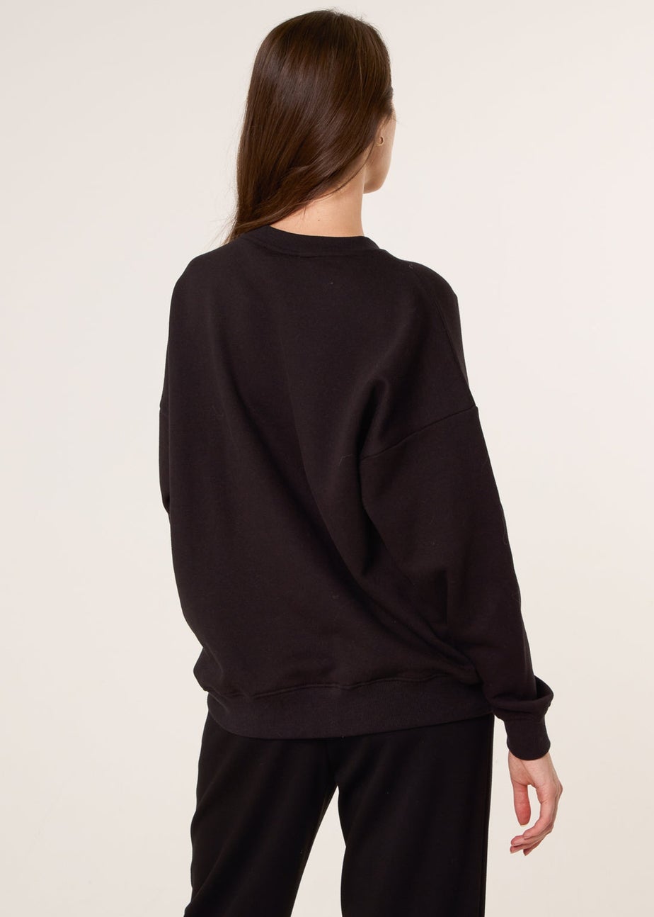 Blue Vanilla Black Leopard And Sequin Bow Sweatshirt