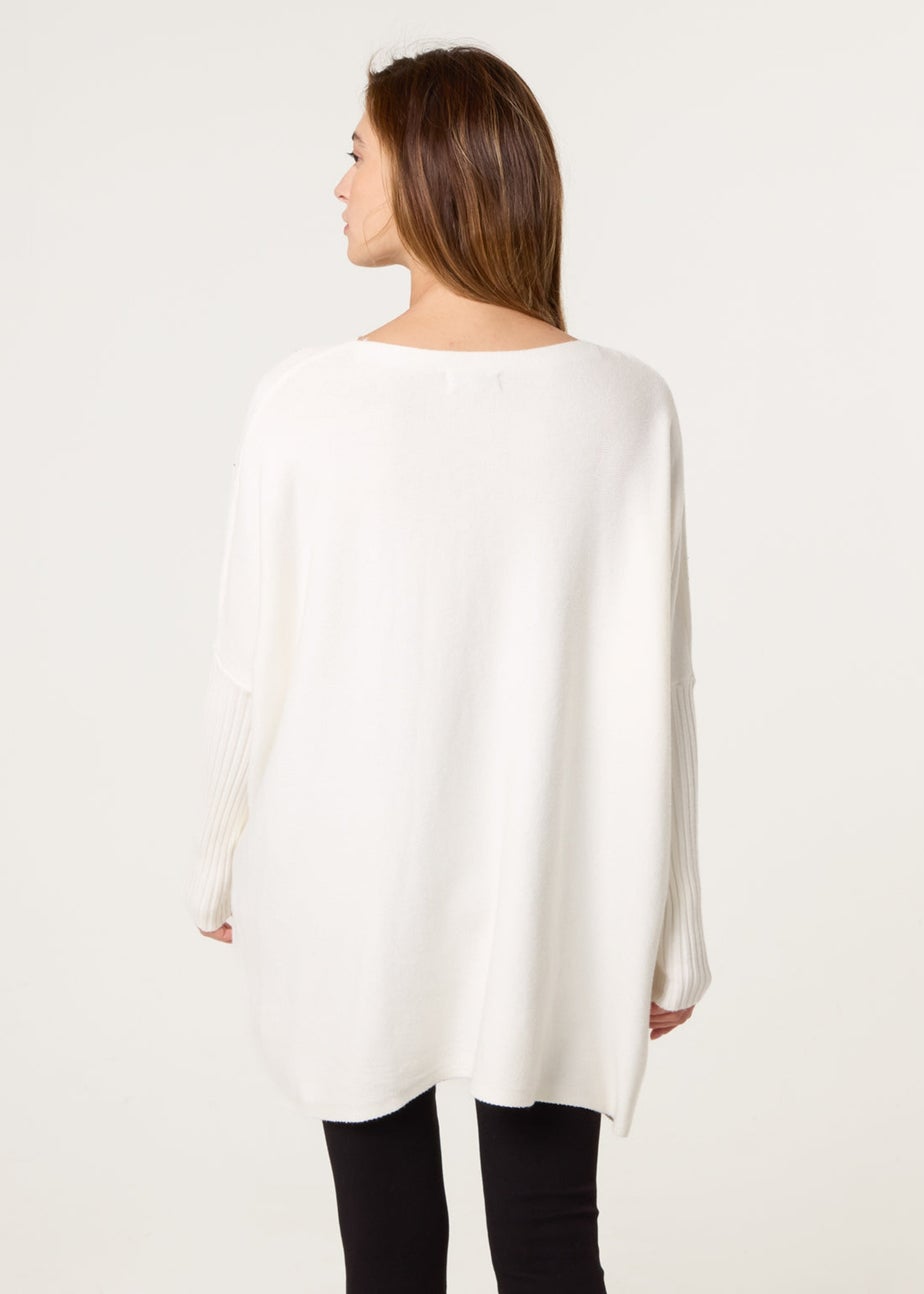 Blue Vanilla Ivory Scattered Embellished Knit Jumper