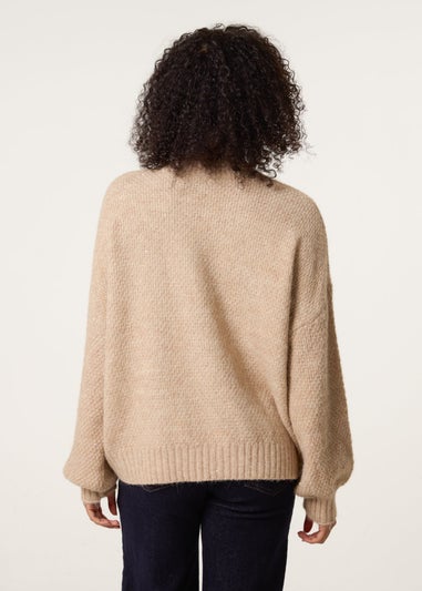 Blue Vanilla Beige Round Neck Sequin Detailed Jumper