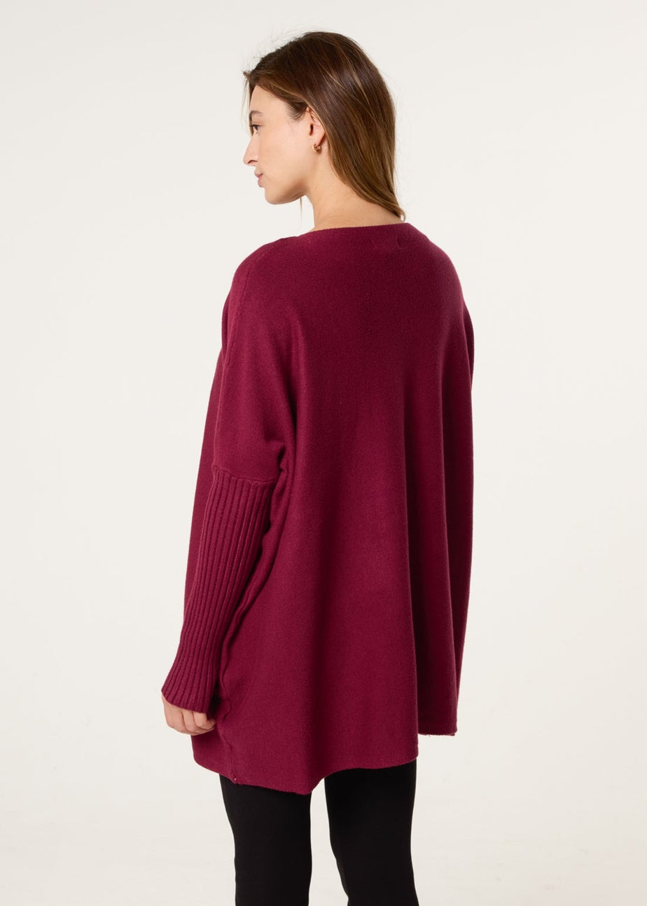 Blue Vanilla Red Heart Diamante Oversized Jumper