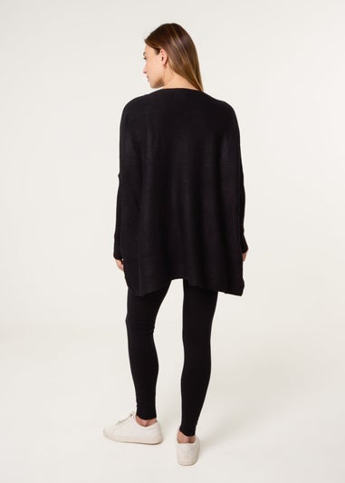 Blue Vanilla Black Heart Diamante Oversized Jumper