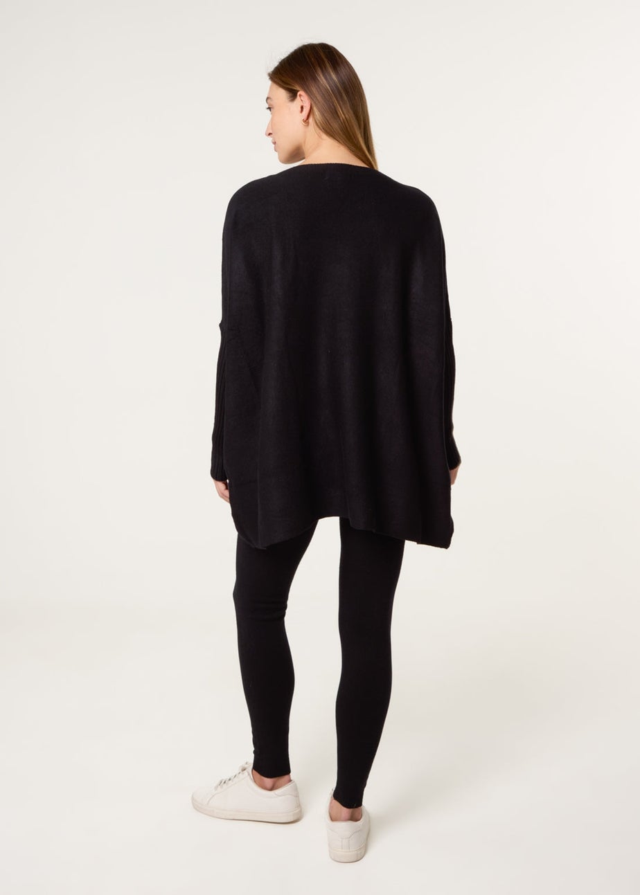 Blue Vanilla Black Heart Diamante Oversized Jumper