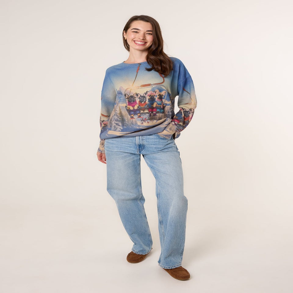 Blue Vanilla Blue Dog Print Long Sleeve Jumper