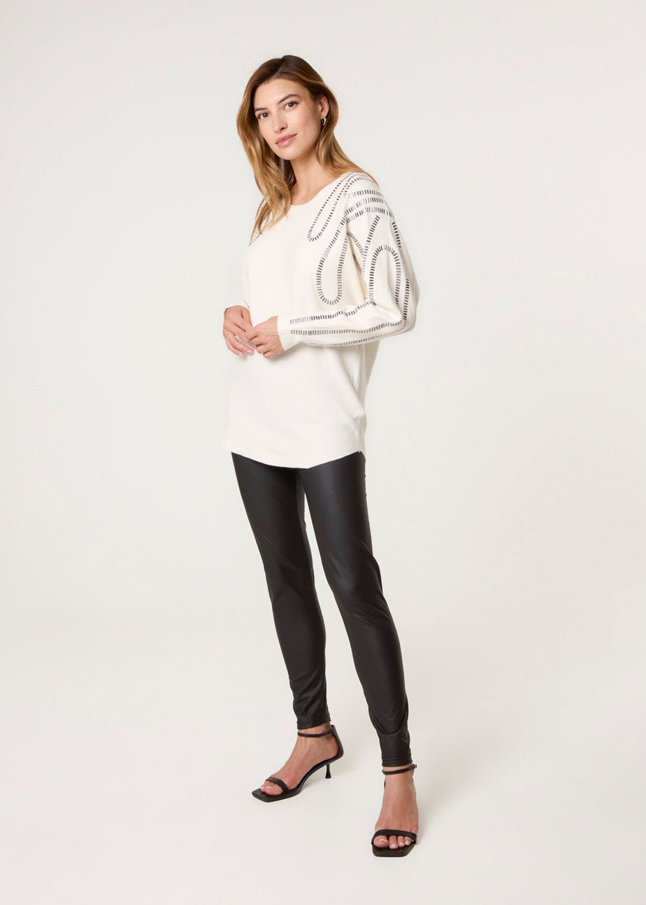 Blue Vanilla Ivory Embellished Shoulder Jumper