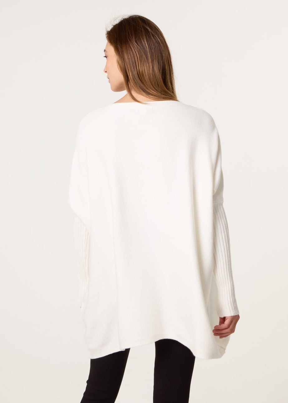 Blue Vanilla Ivory Embellished Oversized Heart Jumper