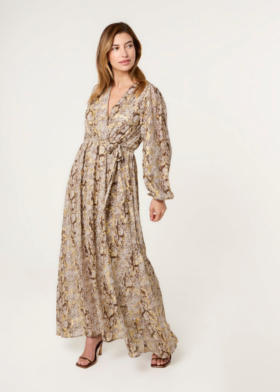 Blue Vanilla Gold Snake Print Long Dress