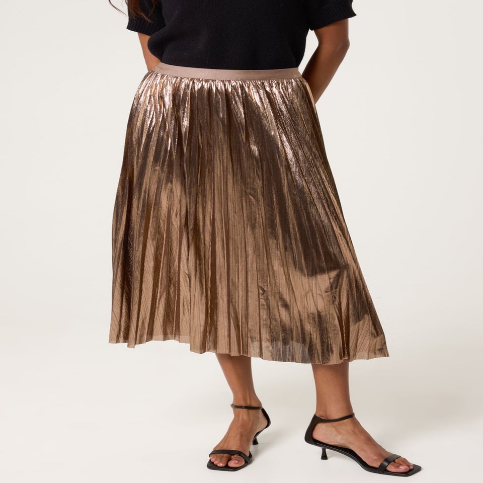 Blue Vanilla Tan Metallic Pleated Tulle Skirt