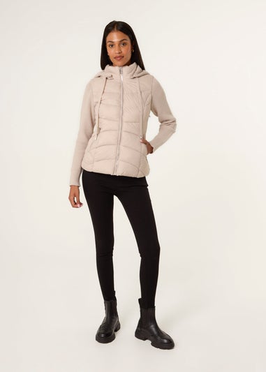 Blue Vanilla Stone Knitted Sleeve Puffer Jacket