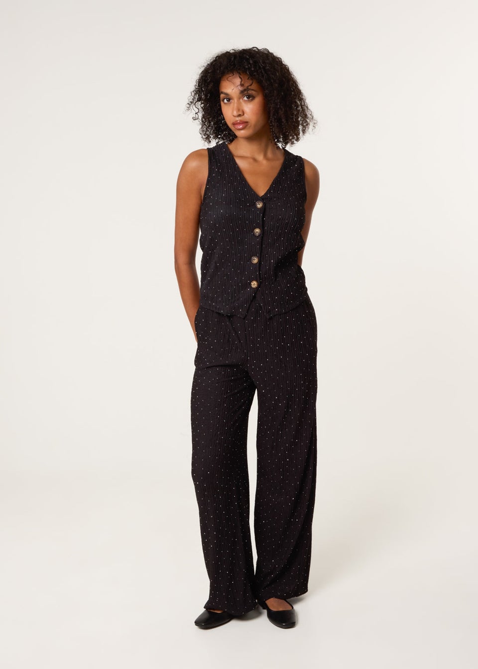Blue Vanilla Black Rhinestone Waistcoat & Trouser Set