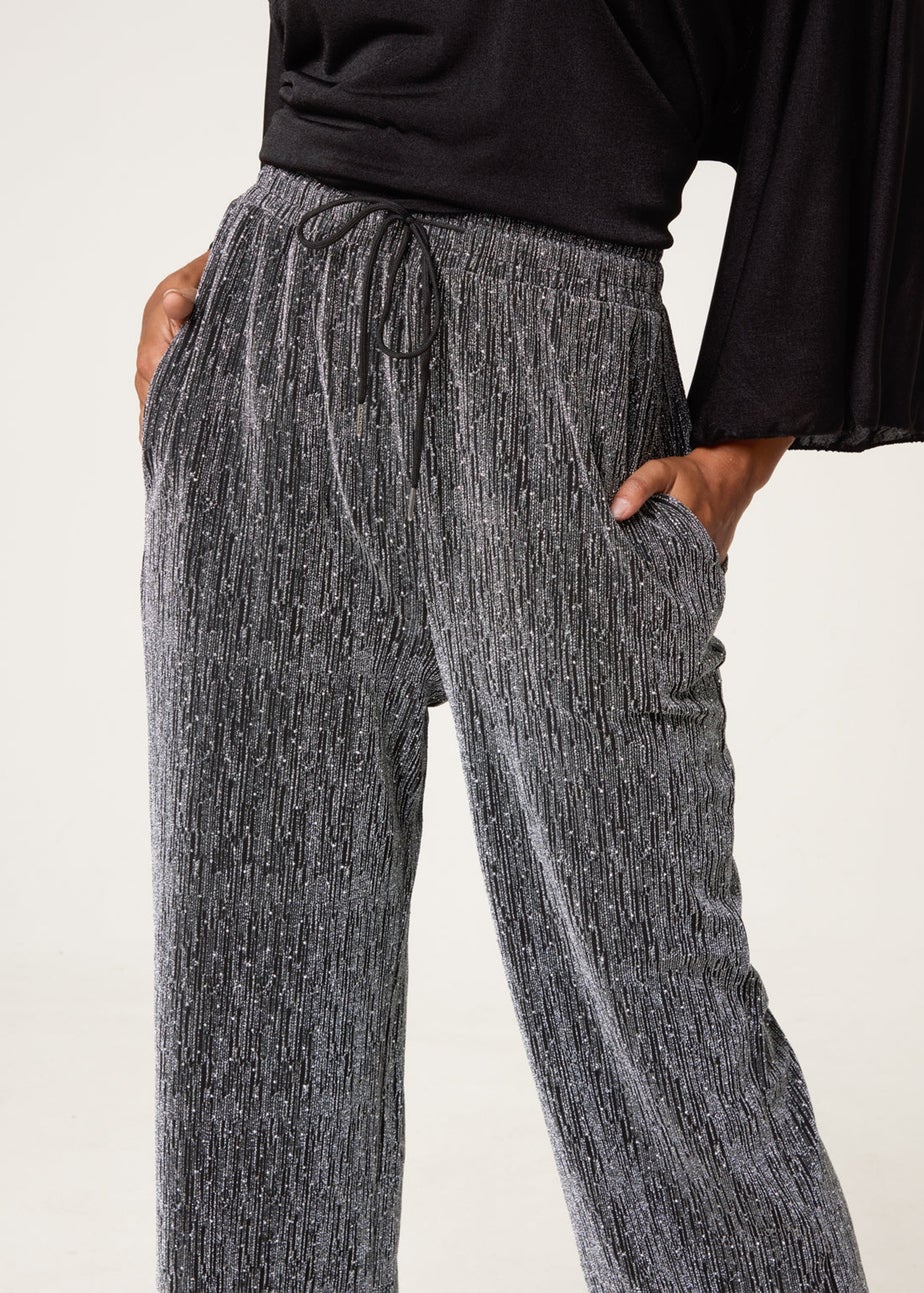 Blue Vanilla Silver Rhinestone Detailed Trousers