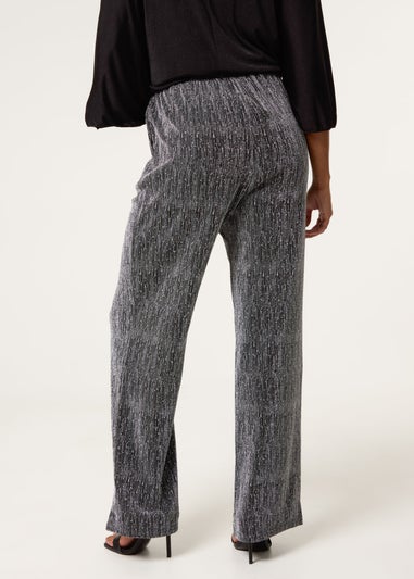 Blue Vanilla Silver Rhinestone Detailed Trousers