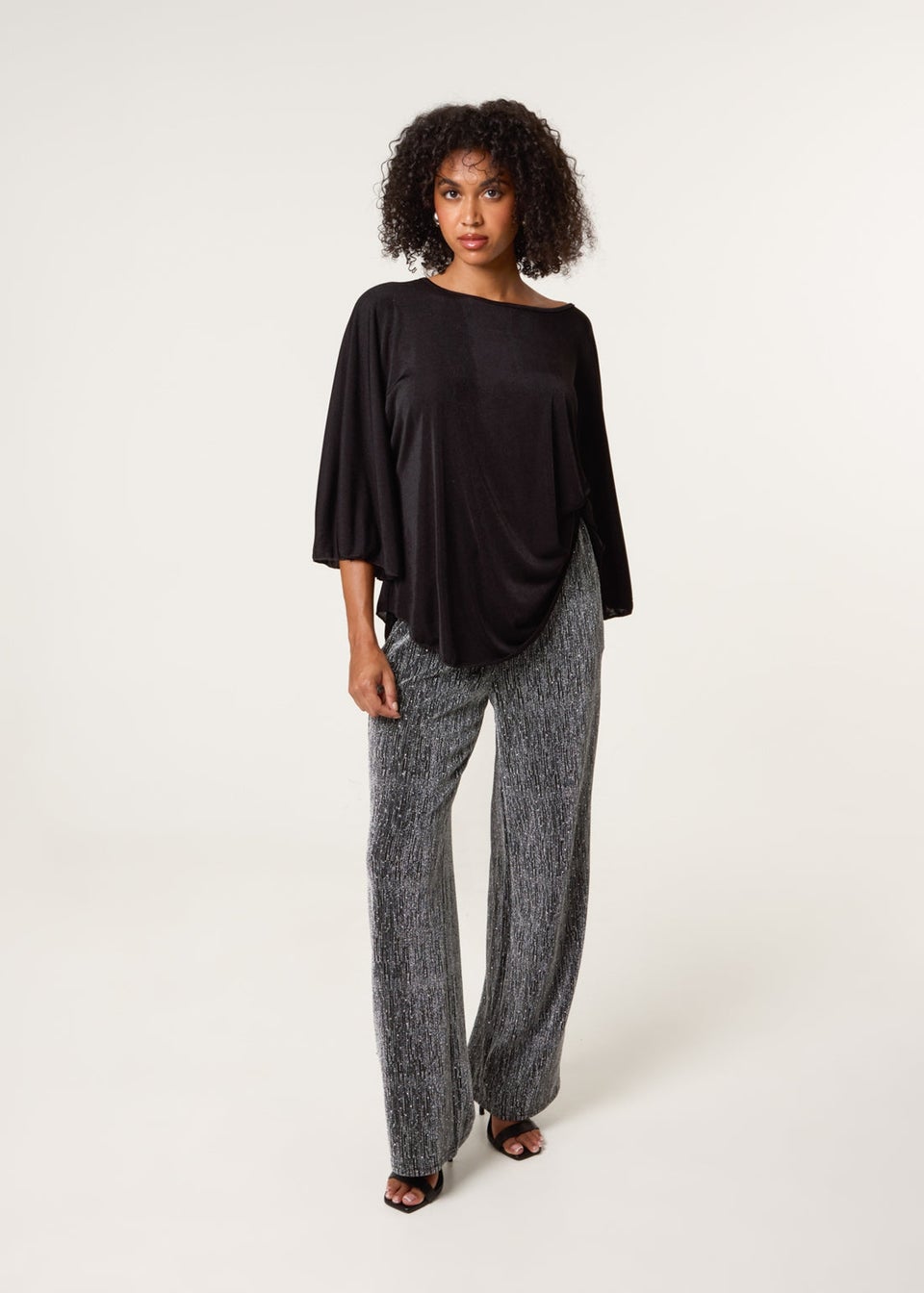 Blue Vanilla Silver Rhinestone Detailed Trousers