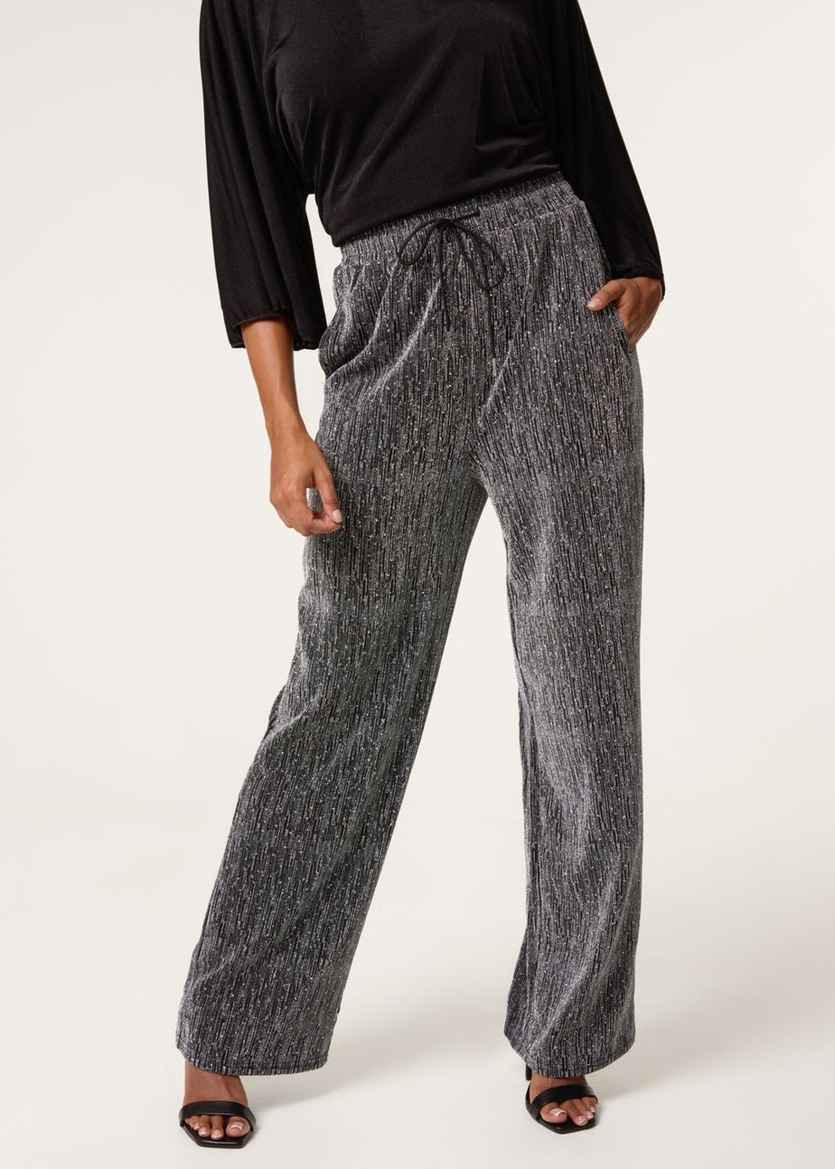 Blue Vanilla Silver Rhinestone Detailed Trousers