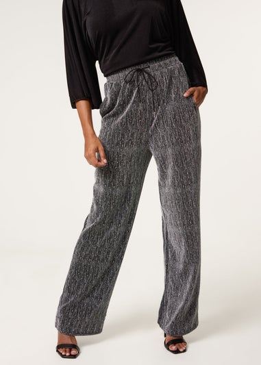 Blue Vanilla Silver Rhinestone Detailed Trousers