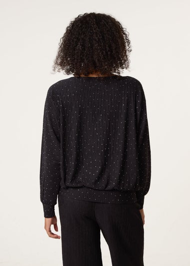 Blue Vanilla Black Rhinestone Batwing Top