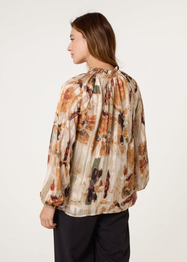 Blue Vanilla Multi Printed Tie Neck Blouse