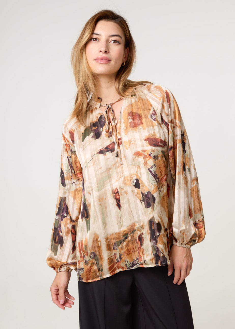 Blue Vanilla Multi Printed Tie Neck Blouse