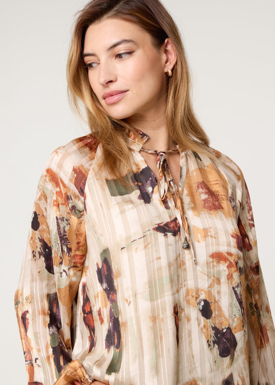 Blue Vanilla Multi Printed Tie Neck Blouse