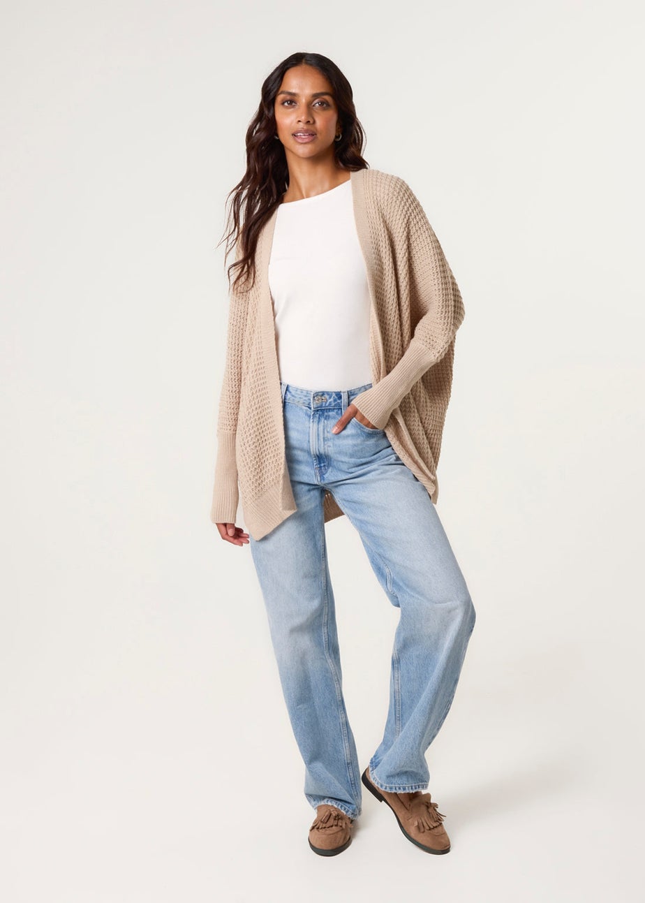 Blue Vanilla Beige Textured Cardigan