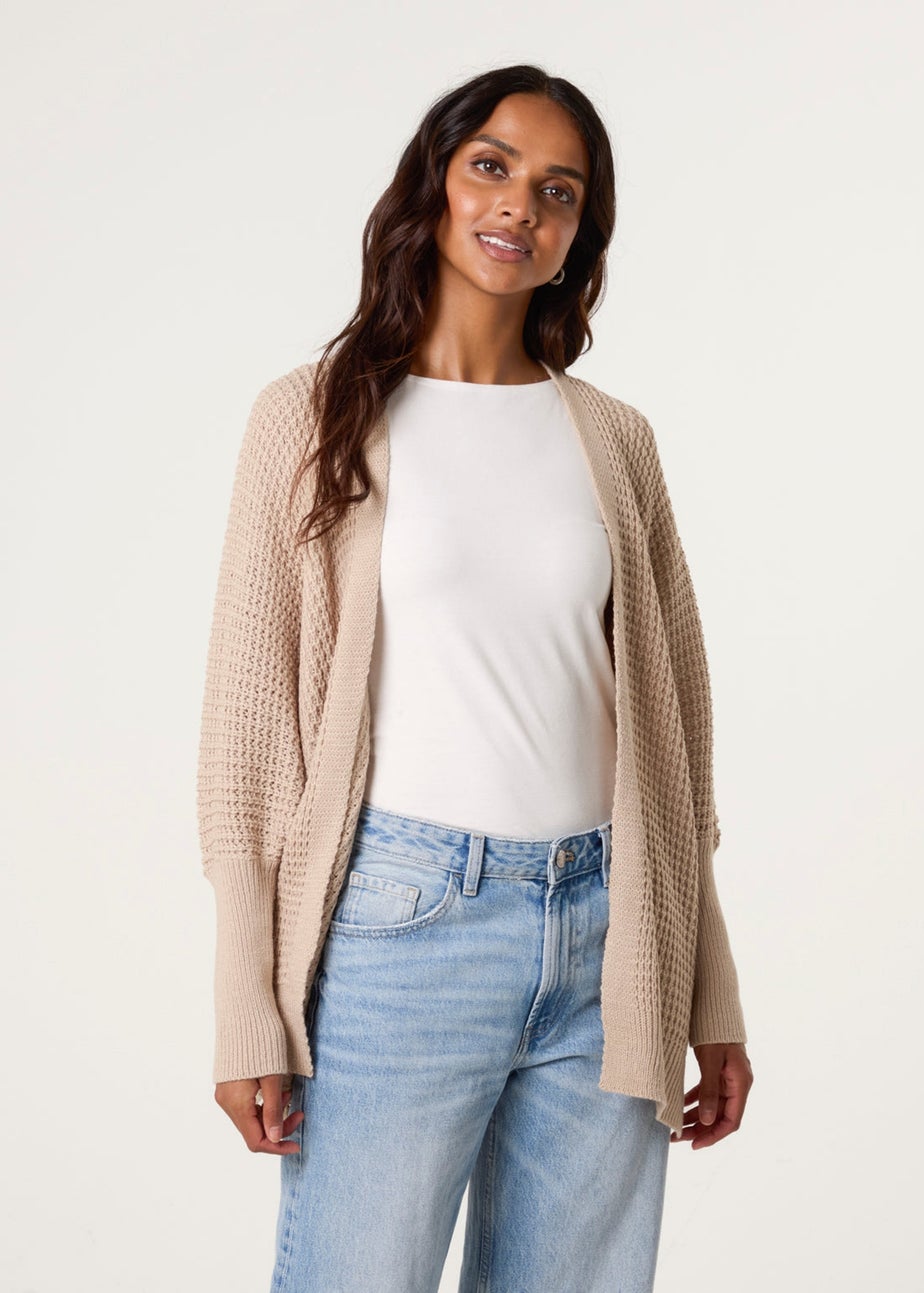 Blue Vanilla Beige Textured Cardigan