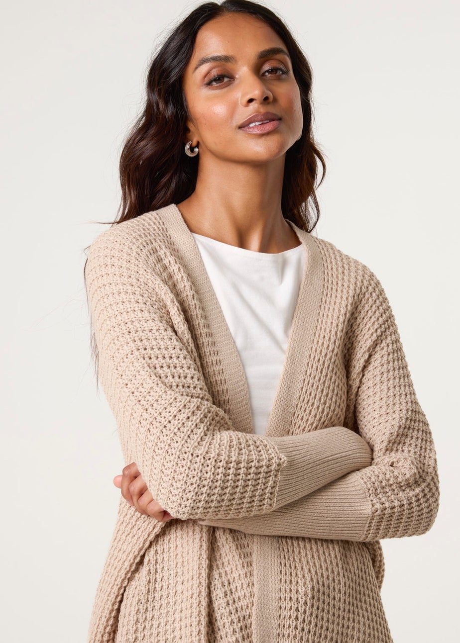 Blue Vanilla Beige Textured Cardigan