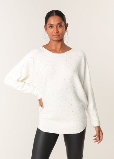 Blue Vanilla Ivory Jumper With Silver Rhinestones
