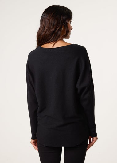 Blue Vanilla Black Jumper With Shoulder Embellishment