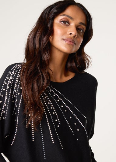 Blue Vanilla Black Jumper With Shoulder Embellishment