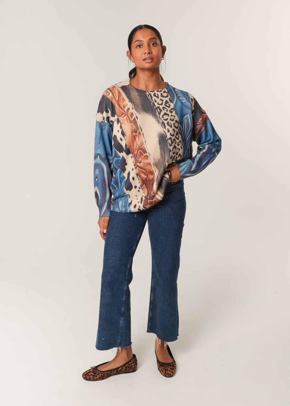 Blue Vanilla Beige Mix Animal Patterns Jumper