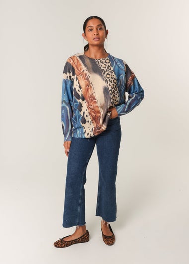 Blue Vanilla Beige Mix Animal Patterns Jumper