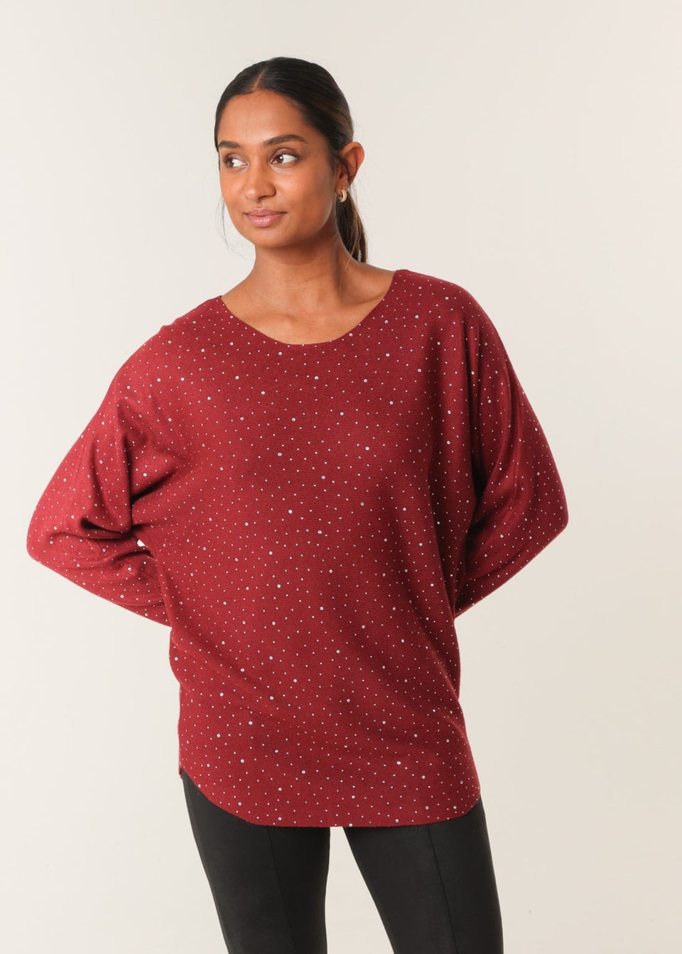 Blue Vanilla Red Jumper With Silver Rhinestones