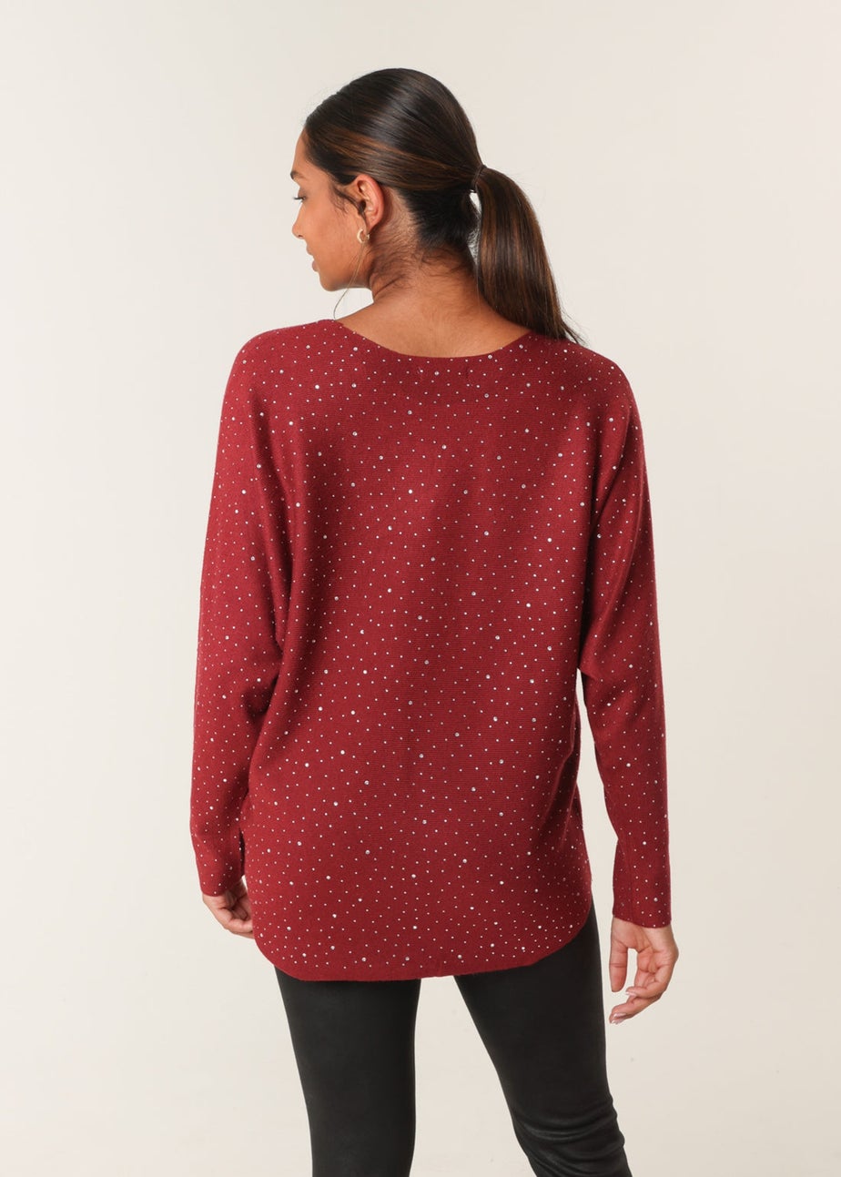 Blue Vanilla Red Jumper With Silver Rhinestones