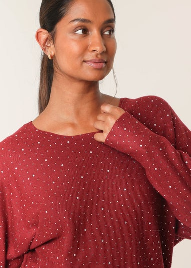 Blue Vanilla Red Jumper With Silver Rhinestones