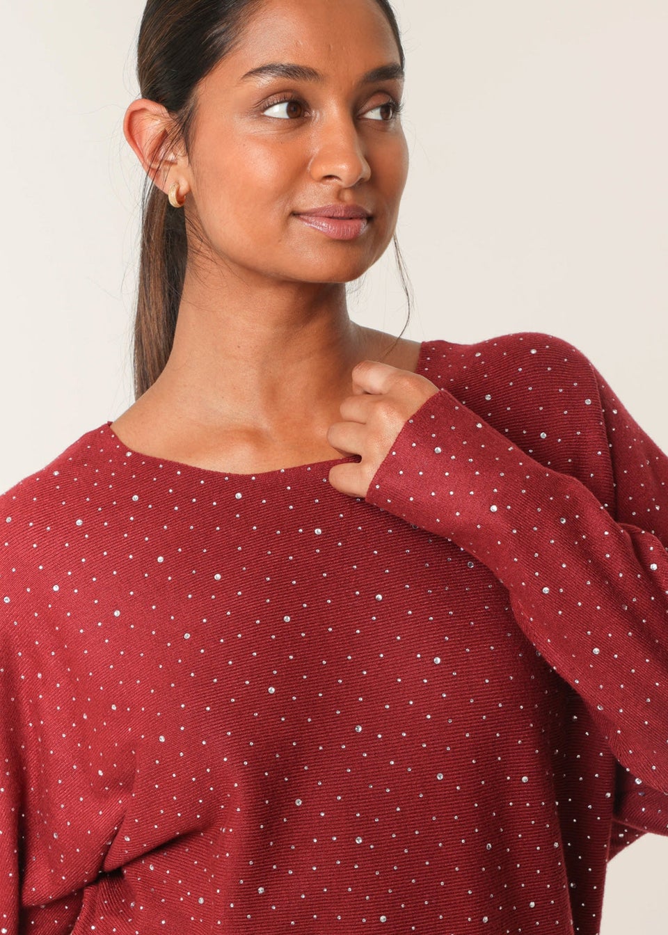 Blue Vanilla Red Jumper With Silver Rhinestones