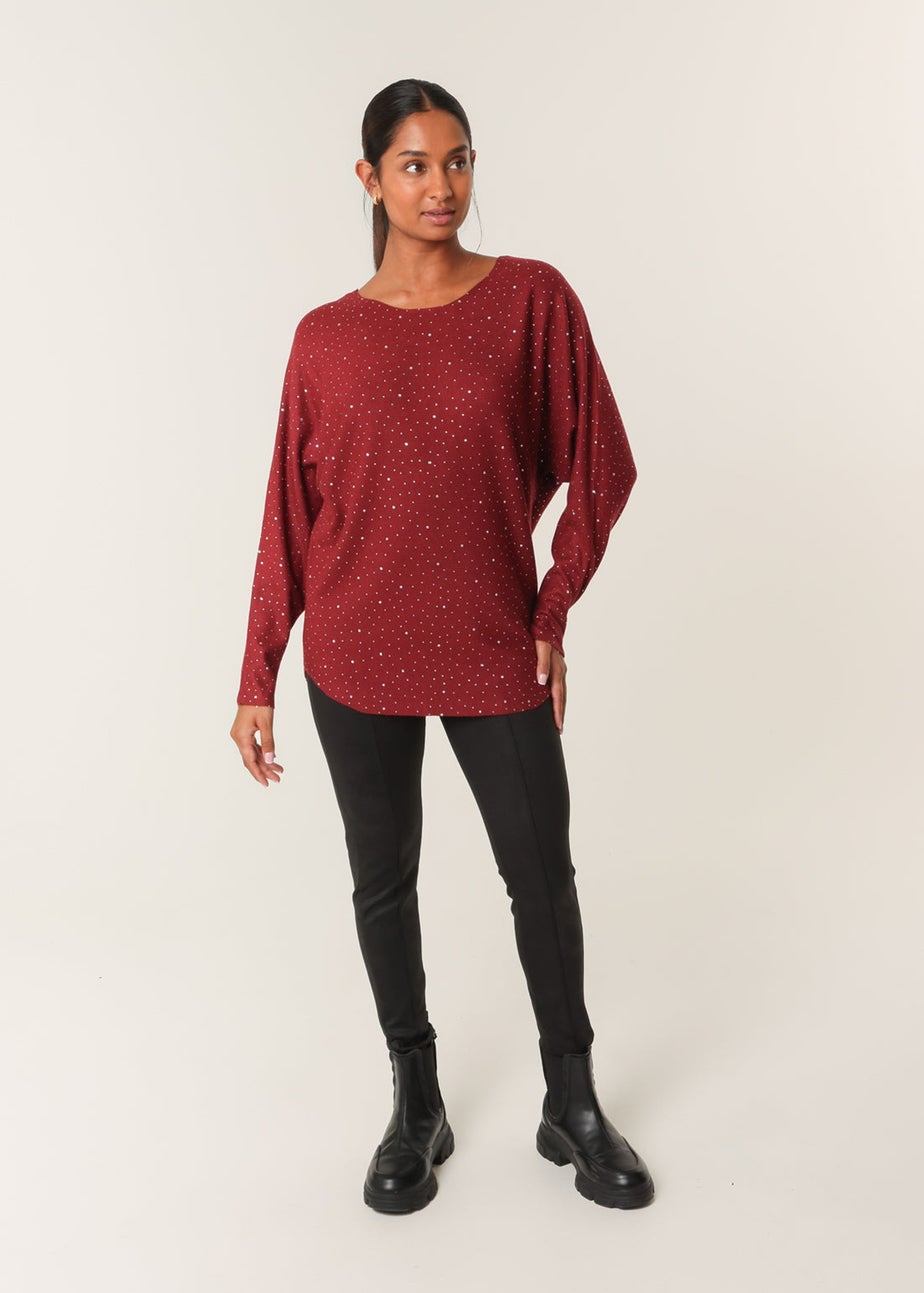 Blue Vanilla Red Jumper With Silver Rhinestones