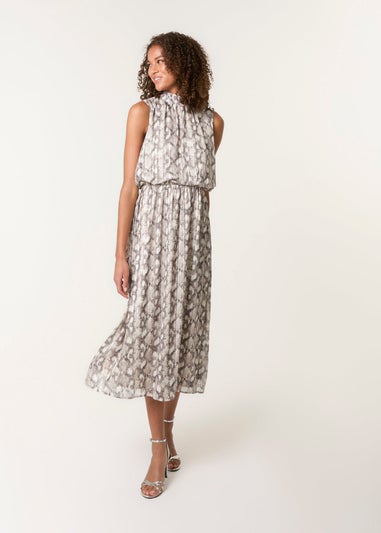 Blue Vanilla Grey Snake Print Diamante Dress