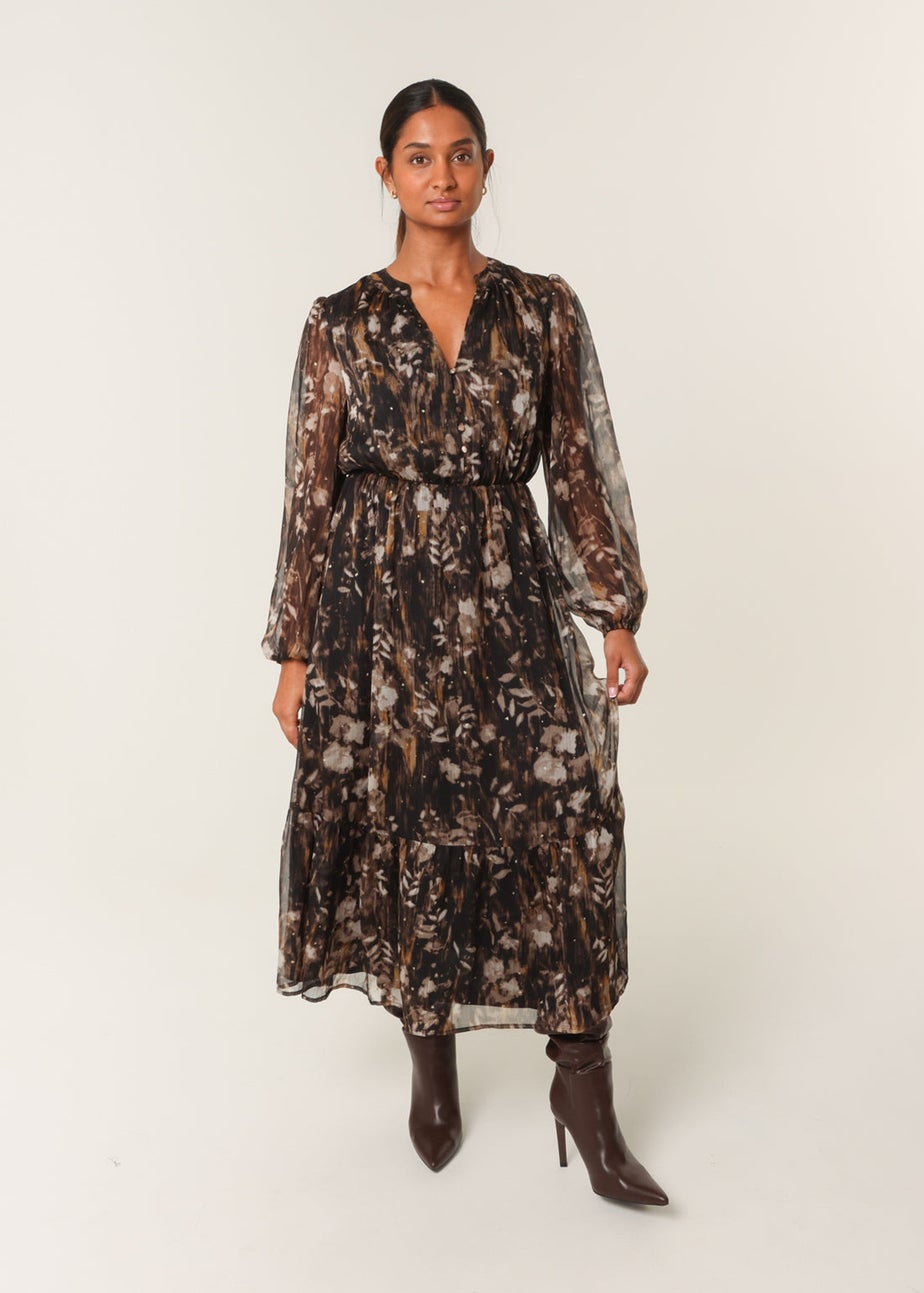 Blue Vanilla Black Button Front Midi Dress