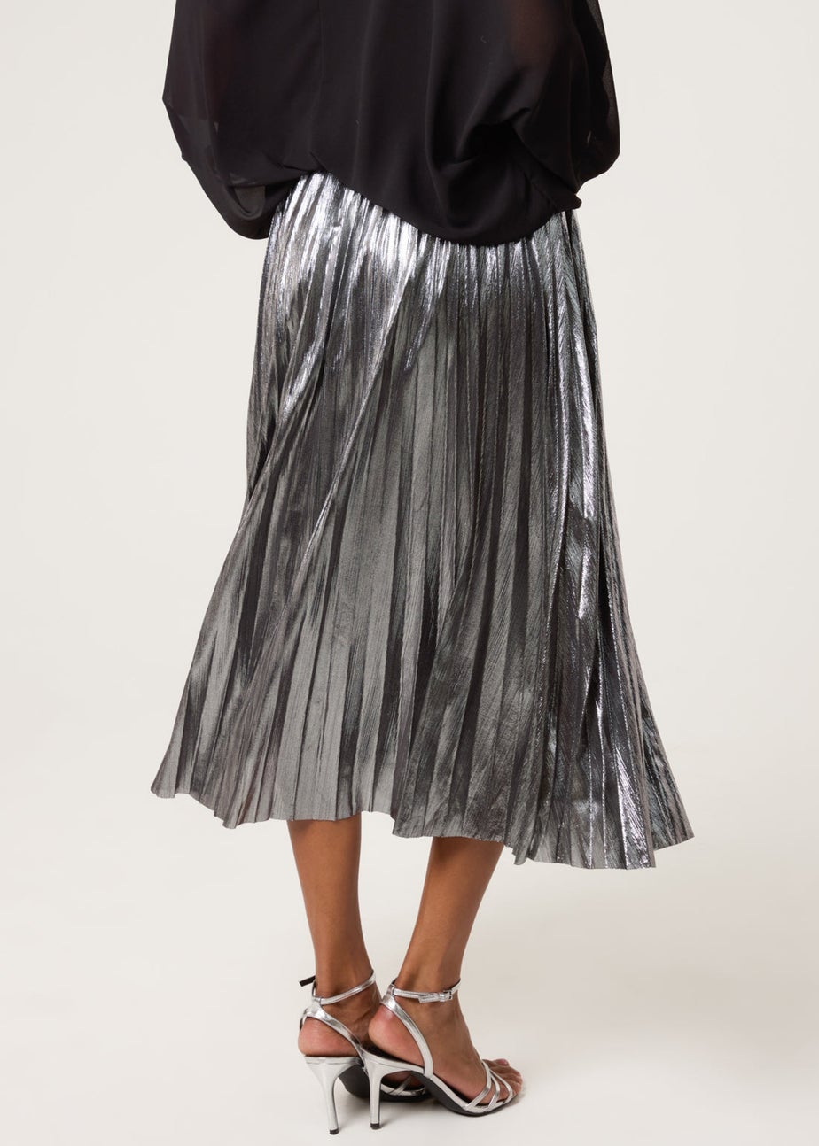 Blue Vanilla Grey Metallic Pleated Tulle Skirt