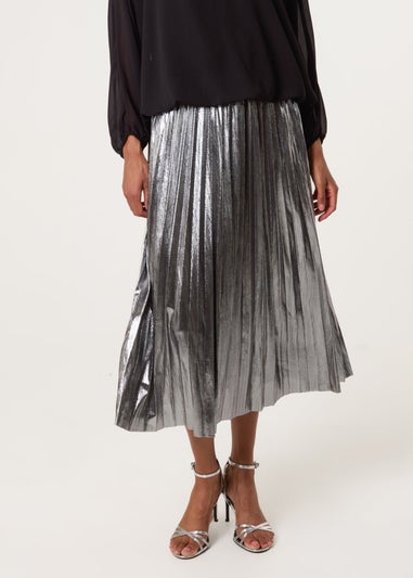 Blue Vanilla Grey Metallic Pleated Tulle Skirt