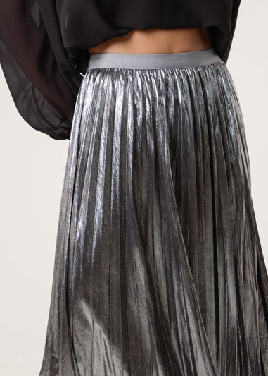 Blue Vanilla Grey Metallic Pleated Tulle Skirt