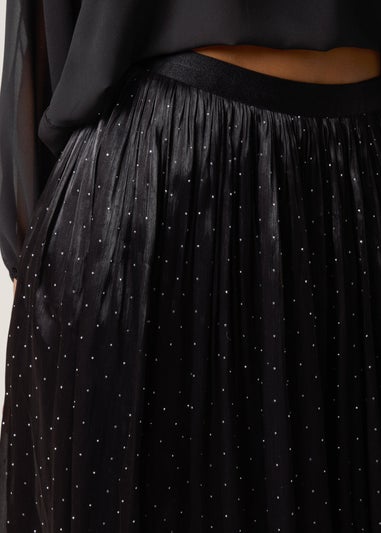 Blue Vanilla Black Shimmery Stud Detailed Tulle Skirt