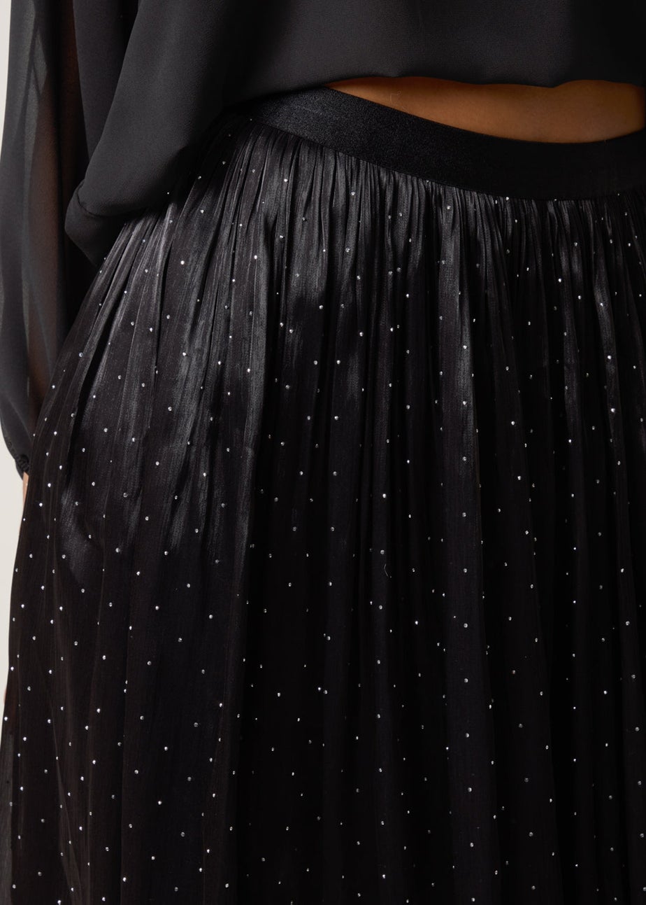 Blue Vanilla Black Shimmery Stud Detailed Tulle Skirt