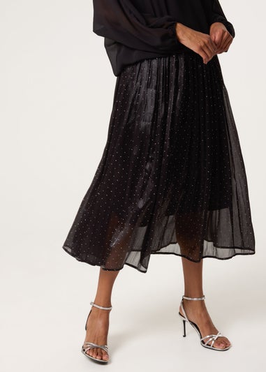 Blue Vanilla Black Shimmery Stud Detailed Tulle Skirt