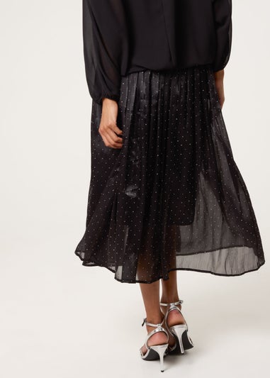 Blue Vanilla Black Shimmery Stud Detailed Tulle Skirt