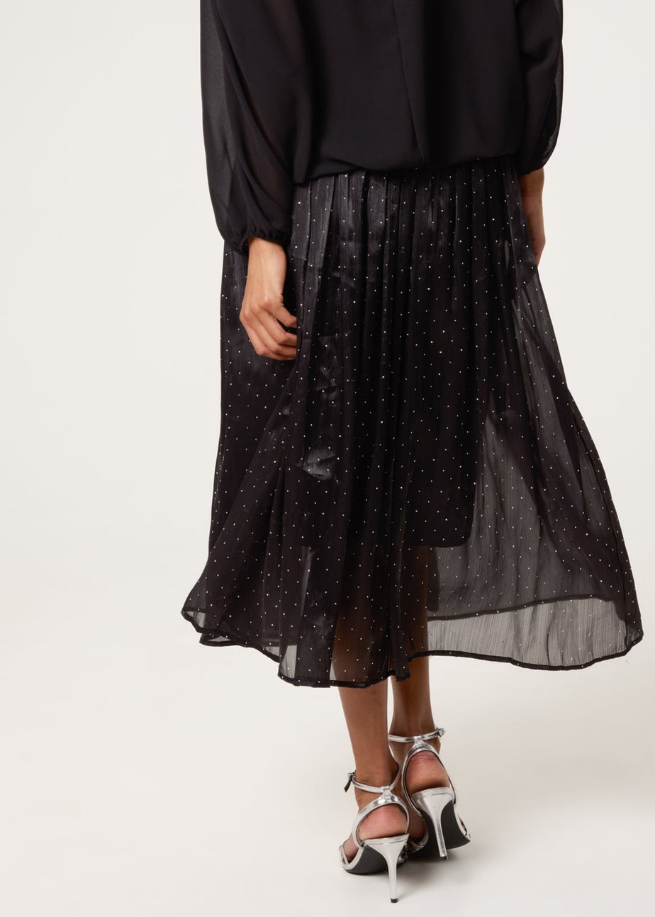 Blue Vanilla Black Shimmery Stud Detailed Tulle Skirt