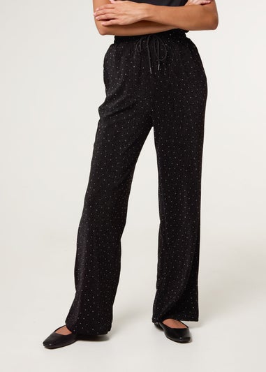 Blue Vanilla Black Rhinestone Detailed Trousers