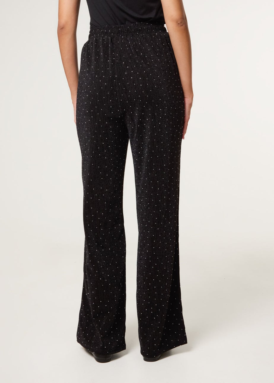 Blue Vanilla Black Rhinestone Detailed Trousers